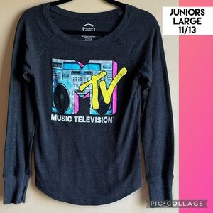 Project Karma Womens Top MTV Gray Long Sleeve Thermal Graphic Print Juniors L